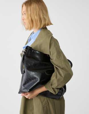 Stradivarius - Sac seau imitation cuir - Noir