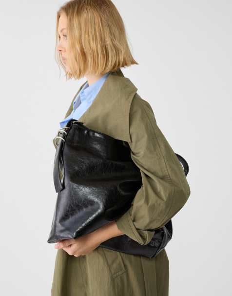 Stradivarius - Sac seau imitation cuir - Noir - view 1