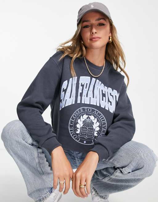 Stradivarius San Francisco sweatshirt in grey