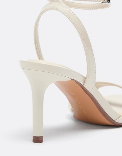 Stradivarius - Sandalen met stilettohak in ecru, 4 van 5