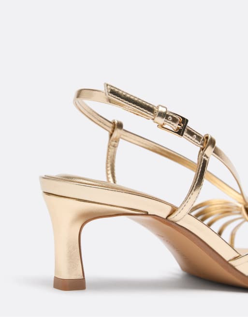 Stradivarius - Sandales à brides multiples et petit talon - Doré, 4 de 4