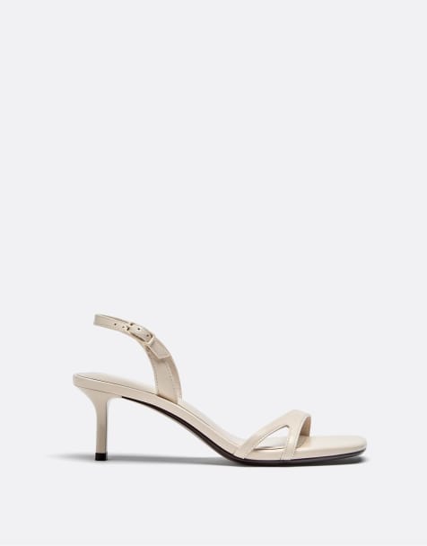 Stradivarius - Sandales à talon avec brides et découpes - Écru - view 1