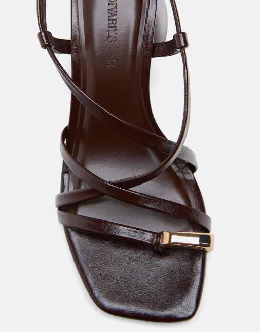 Stradivarius - Sandales à talon avec brides multiples - Marron, 3 de 4