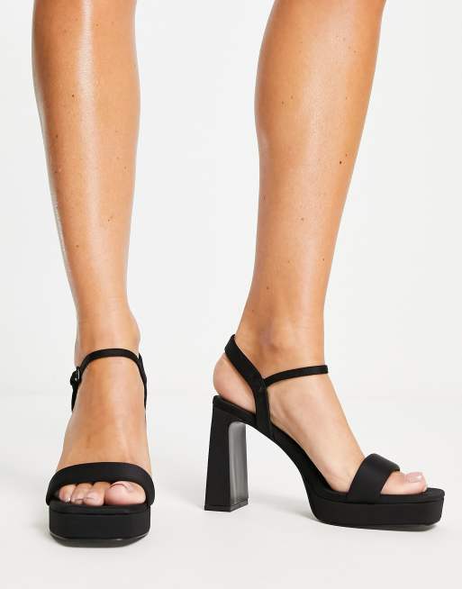 Stradivarius Sandales talon et semelle plateforme Noir ASOS