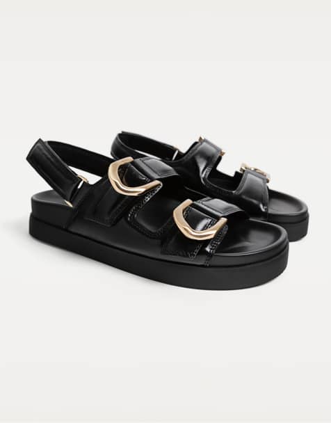 Stradivarius - Sandales larges style claquettes avec boucles - Noir - view 1