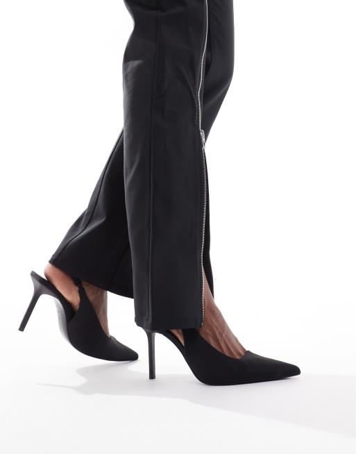 Stradivarius – Sandaletten in Schwarz mit Fersenriemchen 