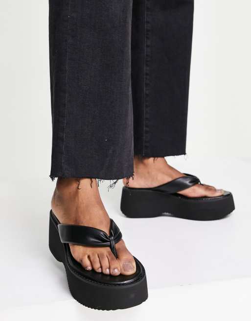 Stradivarius - Sandali flatform neri