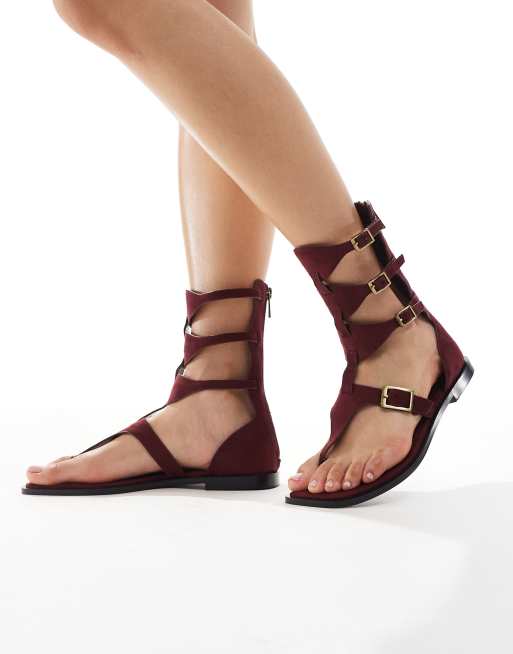 Stradivarius - Sandali gladiatore color lampone 