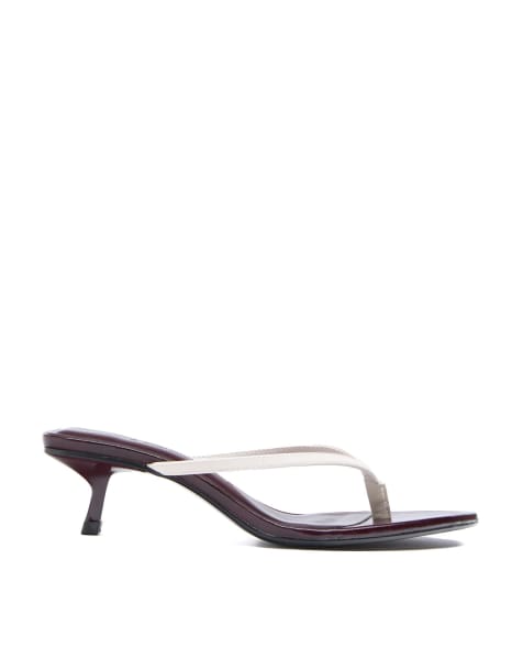 Stradivarius - Sandali infradito con tacchetto a spillo color ecru - view 1