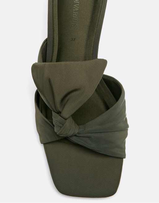 Stradivarius - Sandali kaki con tacco e allacciatura, 5 di 7