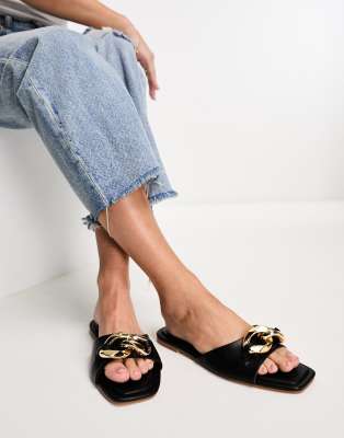 Stradivarius - Sandali neri con fibbia