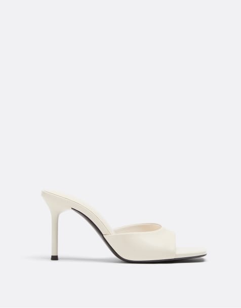 Stradivarius - Sandali stile sabot écru con tacco - view 1