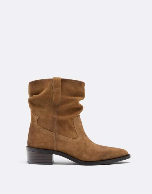 Stradivarius - Santiags souples imitation cuir - Beige, 3 de 4