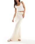 [Stradivarius] Stradivarius satin bias maxi skirt in oyster-Grey XL WHITE