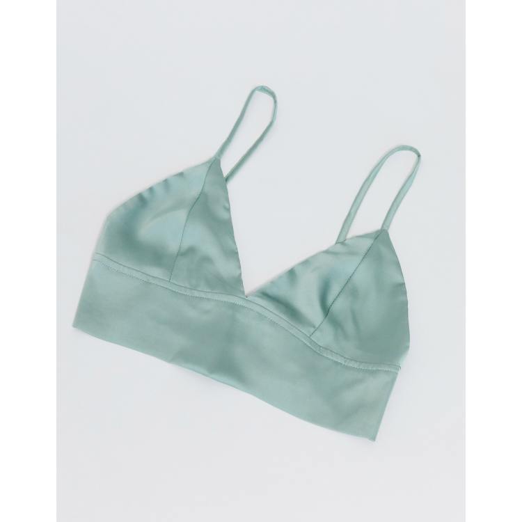 Stradivarius satin bralette in green