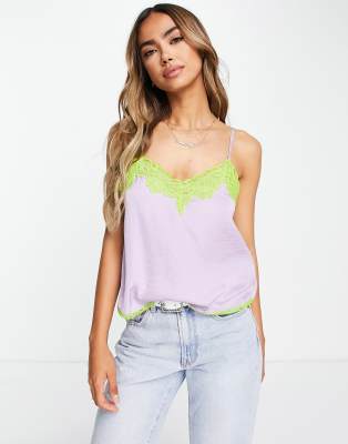 ASOS DESIGN scoop neck cami in satin in Cream