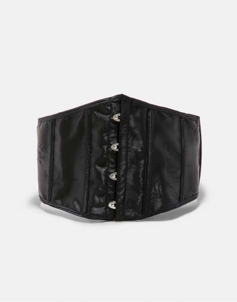 Stradivarius Satin corset belt in black - view 1