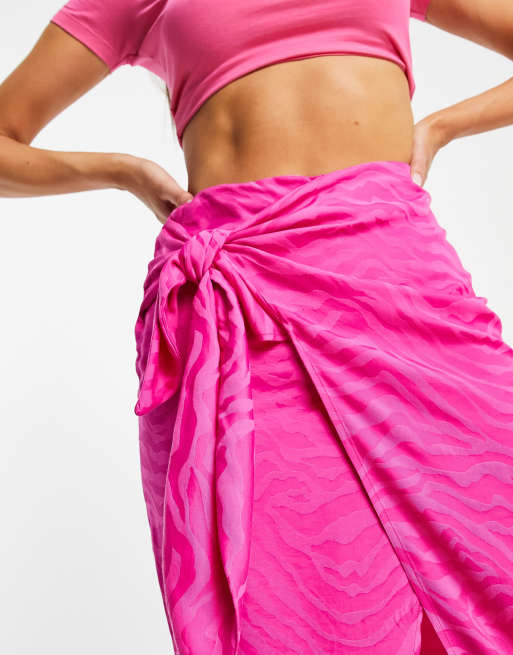 Zara hot pink satin skirt sale