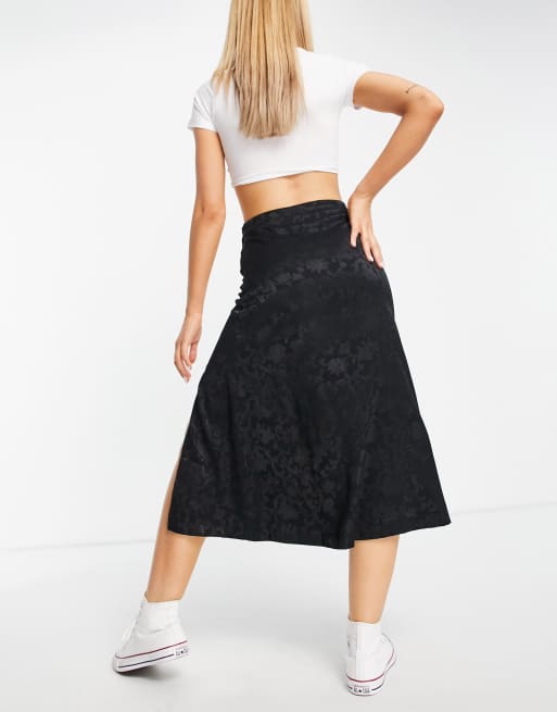 Black jacquard 2025 midi skirt