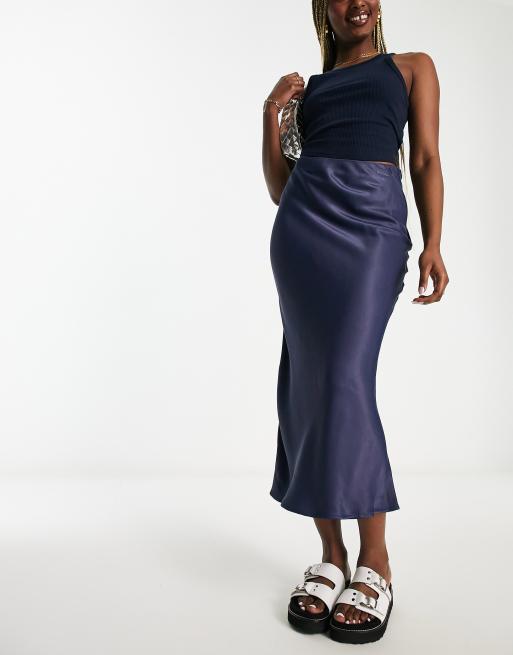 Asos navy midi skirt sale