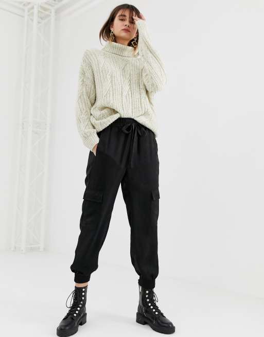 stradivarius parachute trousers