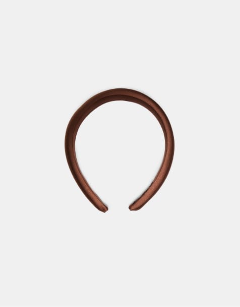 Stradivarius Satin rigid headband in brown - view 1