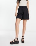 [Stradivarius] Stradivarius satin runner shorts in black 6 BLACK