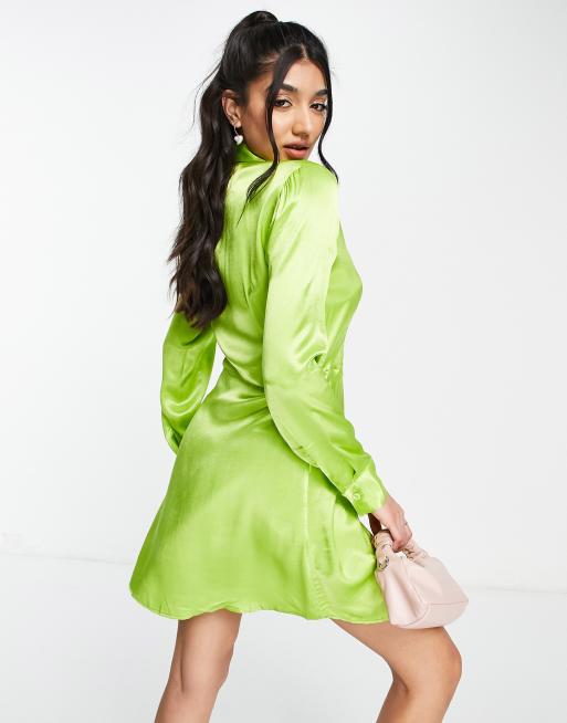 Lime green 2024 shirt dress