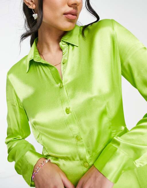 Lime green shop button up shirt