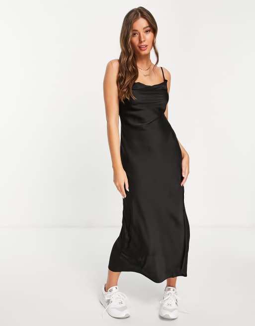 Black slip midi hot sale dress