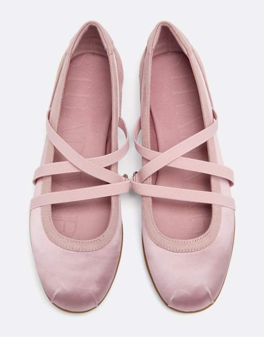 Stradivarius satin sneakers med korsade remmar i rosa, 2 av 5