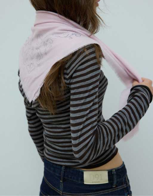 Stradivarius scarf med strass i pastellrosa, 3 av 4