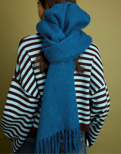 Stradivarius scarf med text i blågrönt, 3 av 4