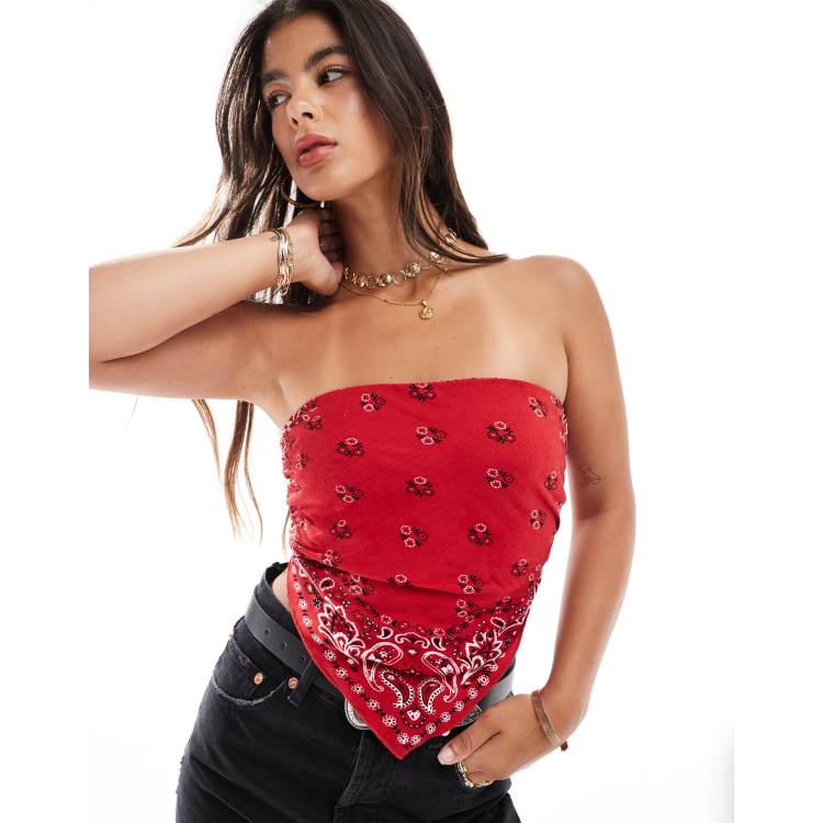 Stradivarius scarf top in red ASOS