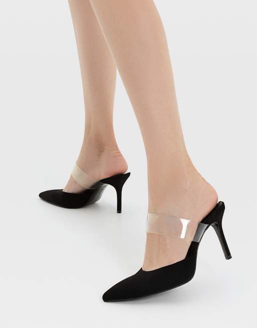 Stradivarius - Scarpe nere con fascetta trasparente