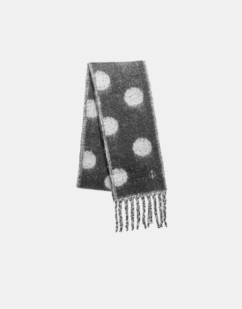 Stradivarius – Schal in Schwarz mit Polka Dots - view 1