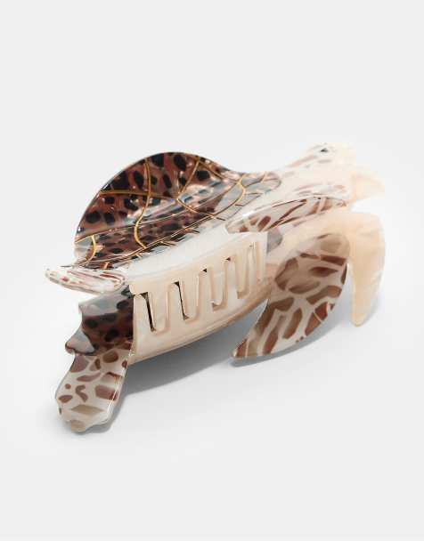 Stradivarius – Schildkröten-Haarklammer in Braun - view 1