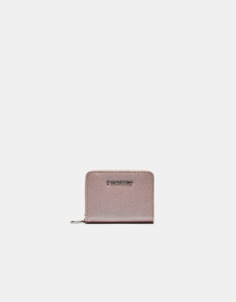 Stradivarius – Schimmernde Geldbörse in Pastellrosa mit Reißverschluss - view 1