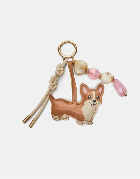 Stradivarius – Schlüsselanhänger in Braun mit Corgi-Motiv - view 1