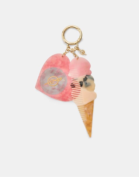 Stradivarius – Schlüsselanhänger in Rosa mit Eiscreme-Design - view 1