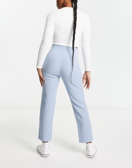 Stradivarius – Schmal geschnittene Zigarettenhose in Blau , 2 von 4