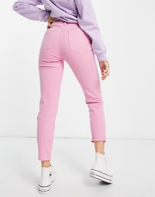 stradivarius pink mom jeans