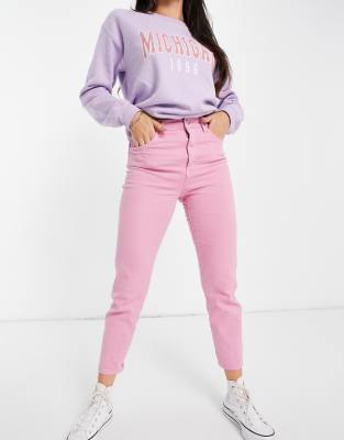 stradivarius pink mom jeans