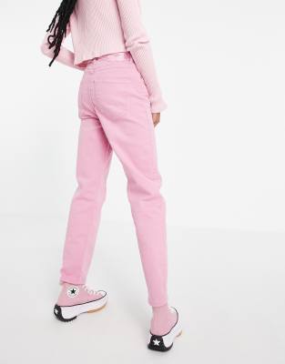 stradivarius pink mom jeans