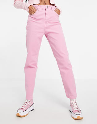 stradivarius pink mom jeans