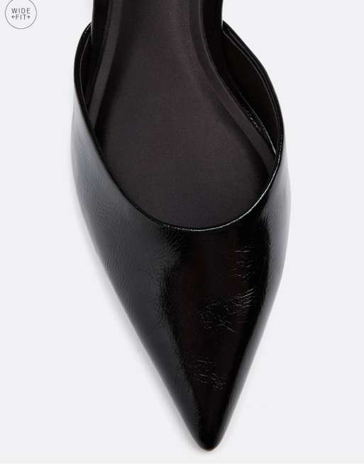 Stradivarius schoenen met brede pasvorm, slingback en kittenhak in zwart, 3 van 4