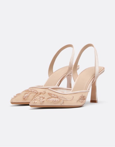 Stradivarius - Schoenen met hak en versiering in beige - view 1