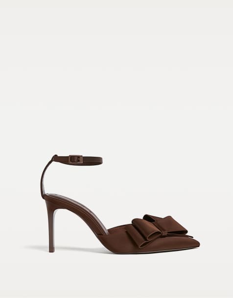 Stradivarius - Schoenen met hoge hakken en strik in bruin - view 1