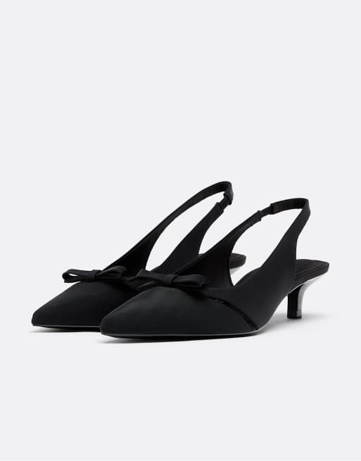 Stradivarius - Schoenen met kittenhak en uitsnijding in zwart, 2 van 4