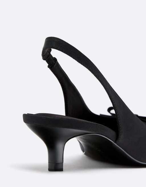 Stradivarius - Schoenen met kittenhak en uitsnijding in zwart, 3 van 4